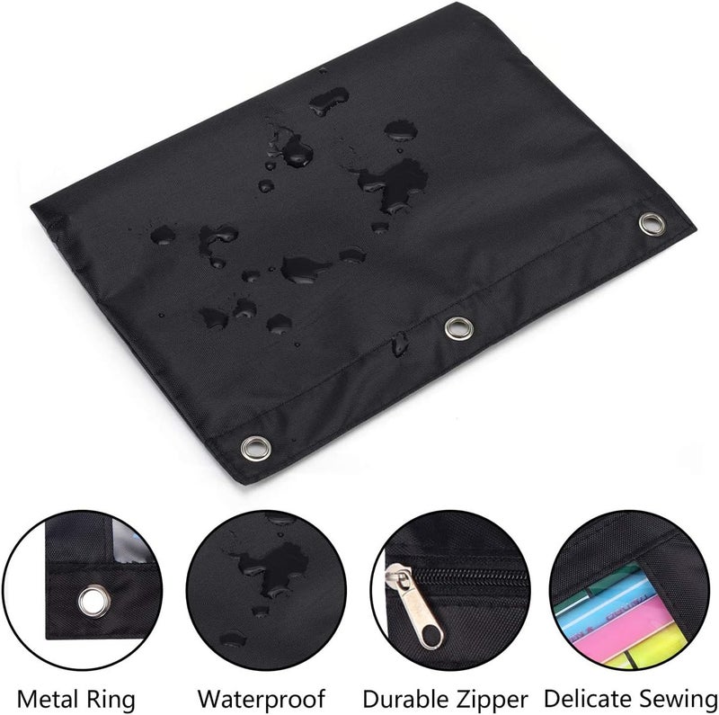 WODISON 18-Packs 3 Ring Pencil Pouch with Clear Window School Classroom Binder Pocket Case Office Stationery Bag Black - Image 3